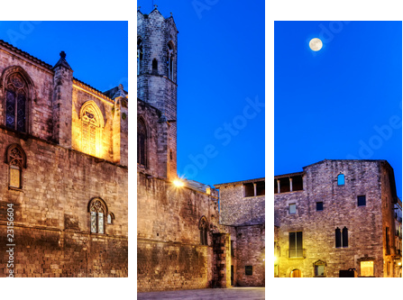 La Placa del Rei at dusk, The Kings Square, Barcelona 2 - Dreiteiliges Leinwandbild, Triptychon
