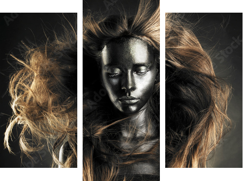 Beautiful woman with black skin - Dreiteiliges Leinwandbild, Triptychon