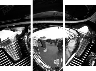 Side view of a custom motorcycle engine - Dreiteiliges Leinwandbild, Triptychon