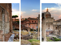 Architektura Rzymu w panoramie
 - Dreiteiliges Leinwandbild, Triptychon