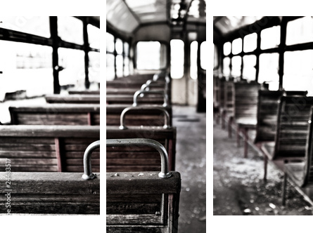 chairs in vintage train - Dreiteiliges Leinwandbild, Triptychon
