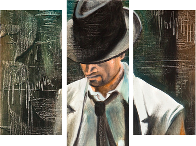 Portrait of the man with a cigarette - Dreiteiliges Leinwandbild, Triptychon