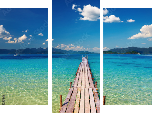 Wooden pier in tropical paradise - Dreiteiliges Leinwandbild, Triptychon