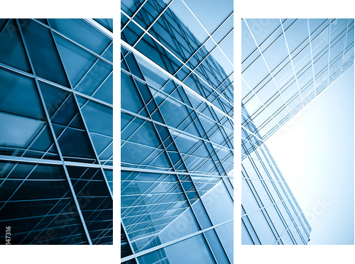modern glass silhouettes of skyscrapers at night - Dreiteiliges Leinwandbild, Triptychon