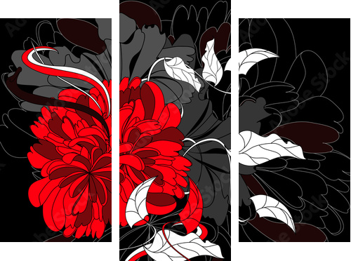Background with red flower - Dreiteiliges Leinwandbild, Triptychon