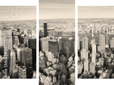 Manhattan z lotu ptaka – panorama w stylu vintage
 - Dreiteiliges Leinwandbild, Triptychon