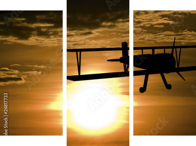 Airplane and sunset - Dreiteiliges Leinwandbild, Triptychon