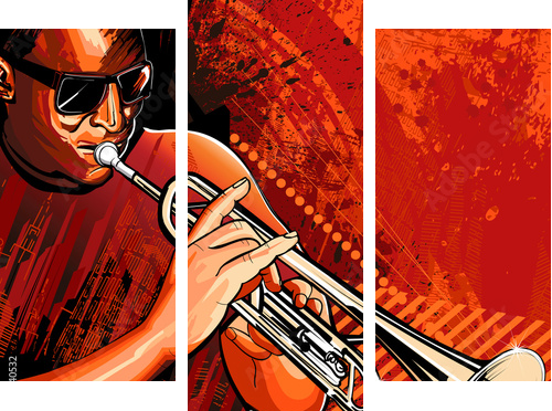Trumpet player - Dreiteiliges Leinwandbild, Triptychon