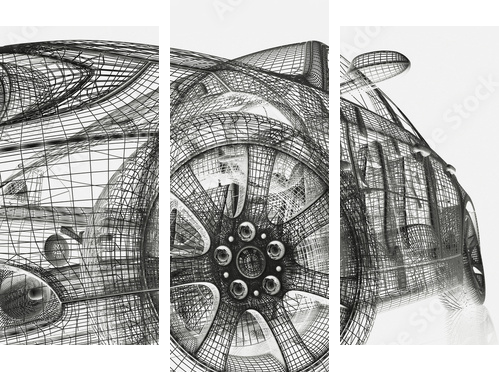 3d model cars - Dreiteiliges Leinwandbild, Triptychon