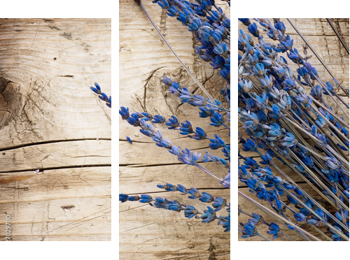Lavender over wood background.With copy-space - Dreiteiliges Leinwandbild, Triptychon