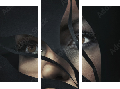 Shaped portrait of a beautiful woman - Dreiteiliges Leinwandbild, Triptychon