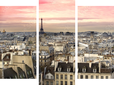 Paris Aussicht Eiffelturm - Dreiteiliges Leinwandbild, Triptychon