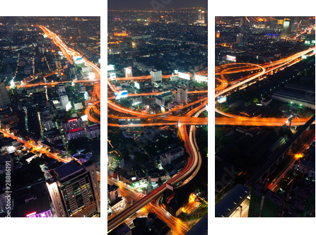 Autoroute Ã©changeur Bangkok, ThaÃ¯lande - Dreiteiliges Leinwandbild, Triptychon