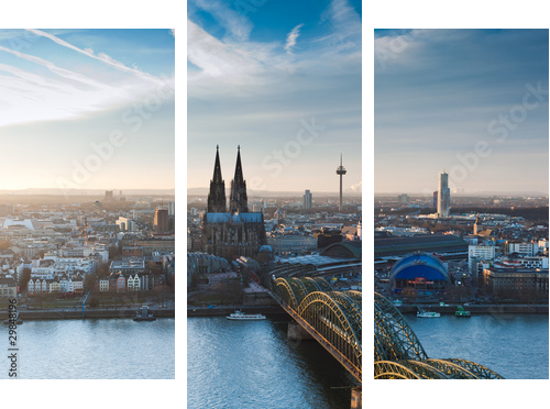KÃ¶lner Dom und Stadtpanorama - Dreiteiliges Leinwandbild, Triptychon