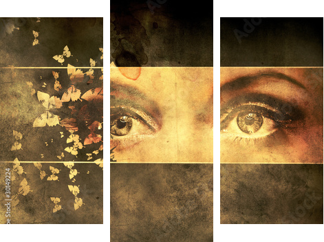 Grunge abstract portrait - Dreiteiliges Leinwandbild, Triptychon