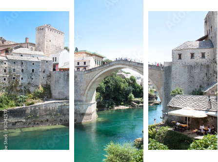 Old bridge - Mosta - Dreiteiliges Leinwandbild, Triptychon