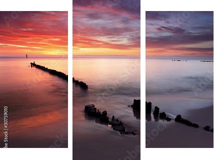 Sunrise on ocean - baltic - Dreiteiliges Leinwandbild, Triptychon