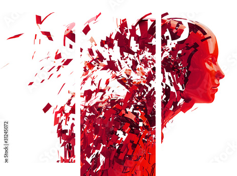 abstract character shattered into pieces - Dreiteiliges Leinwandbild, Triptychon