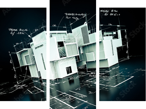 Luxurious architecture project - Dreiteiliges Leinwandbild, Triptychon