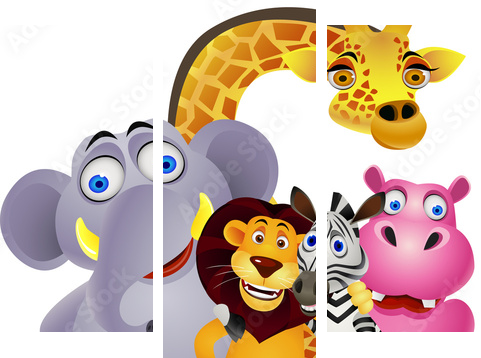 Animal cartoon - Dreiteiliges Leinwandbild, Triptychon