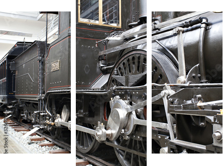 Detail of old steam locomotive - Dreiteiliges Leinwandbild, Triptychon
