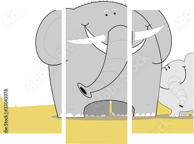 slonie - Dreiteiliges Leinwandbild, Triptychon