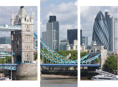 Tower Bridge and the Gherkin - Dreiteiliges Leinwandbild, Triptychon