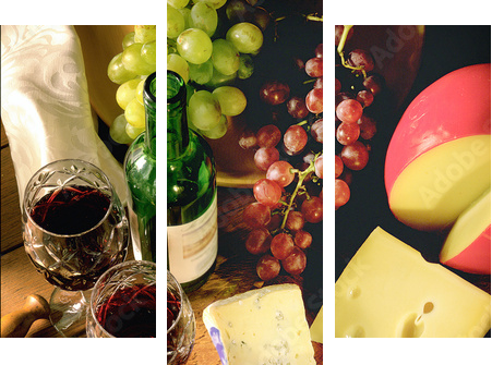 wine and cheese - Dreiteiliges Leinwandbild, Triptychon