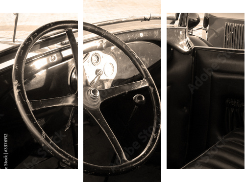 vintage car interior - Dreiteiliges Leinwandbild, Triptychon