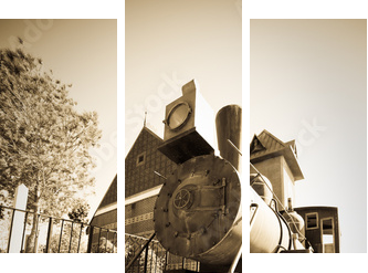 Old steam locomotive - Dreiteiliges Leinwandbild, Triptychon