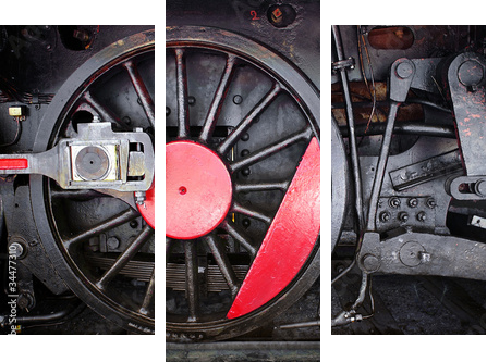 Locomotive Wheel - Dreiteiliges Leinwandbild, Triptychon