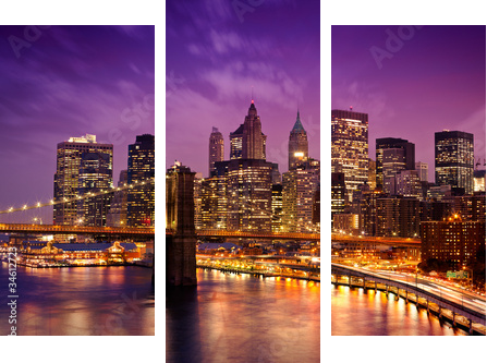 New York Manhattan Pont de Brooklyn - Dreiteiliges Leinwandbild, Triptychon