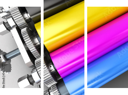 print machine - Dreiteiliges Leinwandbild, Triptychon