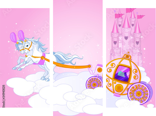Sky carriage illustration - Dreiteiliges Leinwandbild, Triptychon