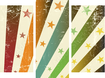 retro multicolor grunge flag - Dreiteiliges Leinwandbild, Triptychon