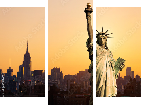 New York statue de la LibertÃ© - Dreiteiliges Leinwandbild, Triptychon