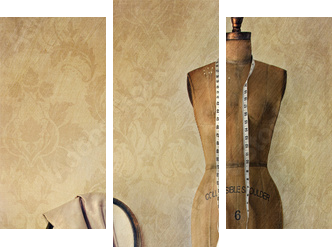 Antique dress form and chair with vintage feeling - Dreiteiliges Leinwandbild, Triptychon