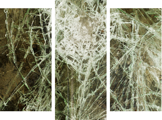 Glass cracked broken - Dreiteiliges Leinwandbild, Triptychon