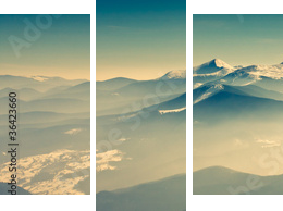 Scenic view of the winter mountains - Dreiteiliges Leinwandbild, Triptychon