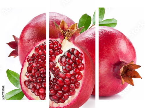 Ripe pomegranates with leaves. - Dreiteiliges Leinwandbild, Triptychon