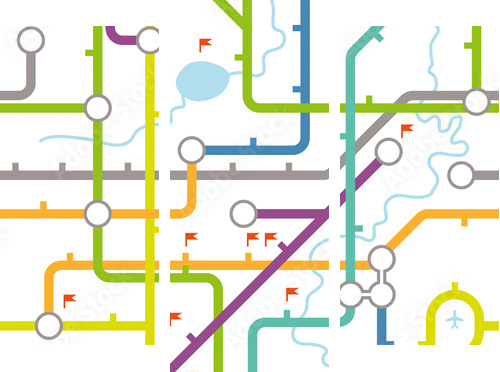 Subway map texture - Dreiteiliges Leinwandbild, Triptychon