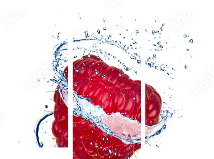 Raspberry with water splash, isolated on white background - Dreiteiliges Leinwandbild, Triptychon
