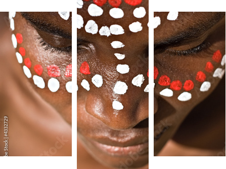 Tribal face - Dreiteiliges Leinwandbild, Triptychon