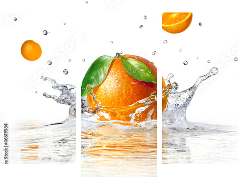 orange splashing into clear water - Dreiteiliges Leinwandbild, Triptychon