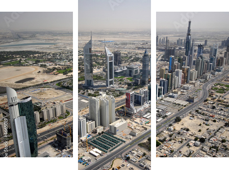 Sheikh Zayed Road In The UAE, Littered With Landmarks & Towers - Dreiteiliges Leinwandbild, Triptychon