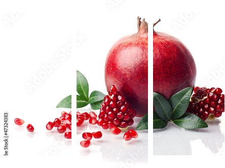 pomegranate isolated on the white background - Dreiteiliges Leinwandbild, Triptychon