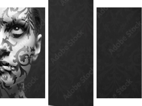 portrait of girl with make-up - Dreiteiliges Leinwandbild, Triptychon