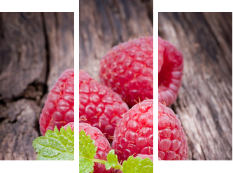 Frische Himbeeren - Dreiteiliges Leinwandbild, Triptychon
