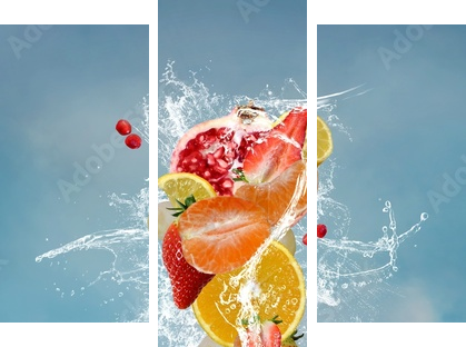 Mixed fresh fruits - Dreiteiliges Leinwandbild, Triptychon