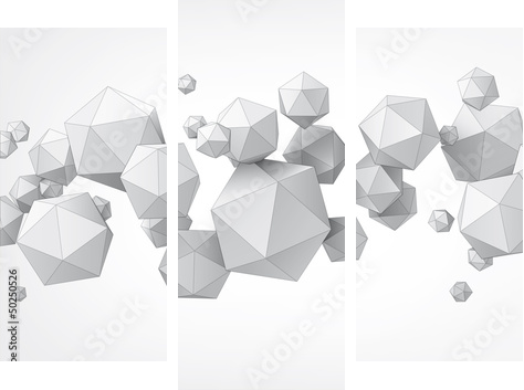 Composition of icosahedron for graphic design - Dreiteiliges Leinwandbild, Triptychon